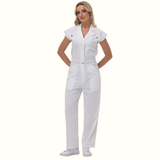 Women's Wide Leg SCcrub Jumpsuit With Front Tucks