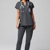 V-neck Three Pockets Scrub Top