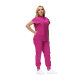 Elegant Crystal Scrub Set with mandarin collar and expansive fit, perfect for healthcare professionals.