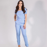 Women's Square Neckline Puffed Sleeves Scrub Top