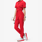 Women's Six Pockets Short Sleeves Jumpsuit