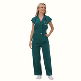 Women's Wide Leg SCcrub Jumpsuit With Front Tucks