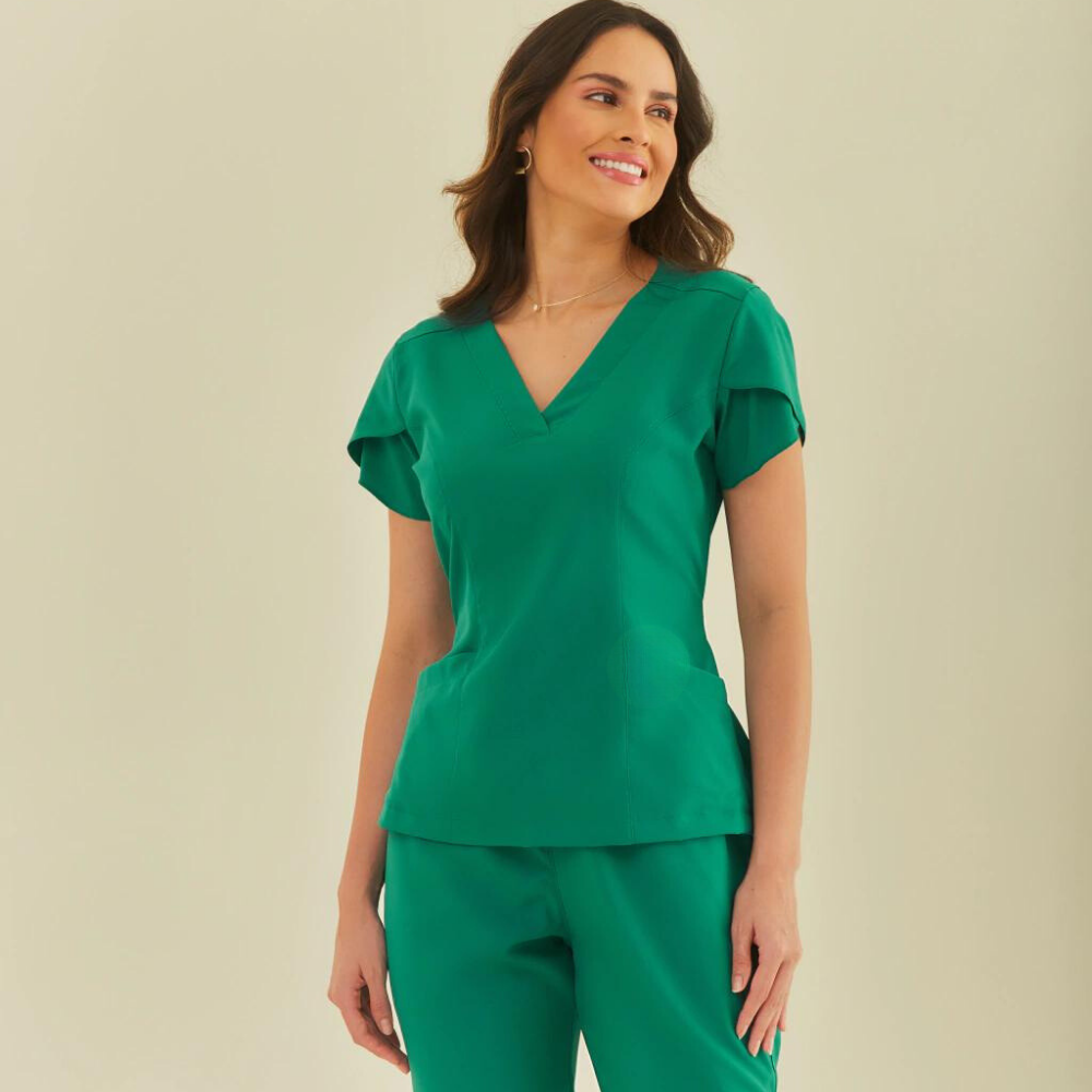 Women's Tulip Sleeve V-neck Scrub Top