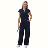 Women's Wide Leg SCcrub Jumpsuit With Front Tucks