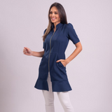 Women's Short Sleeves Priest Collar Lab Coat