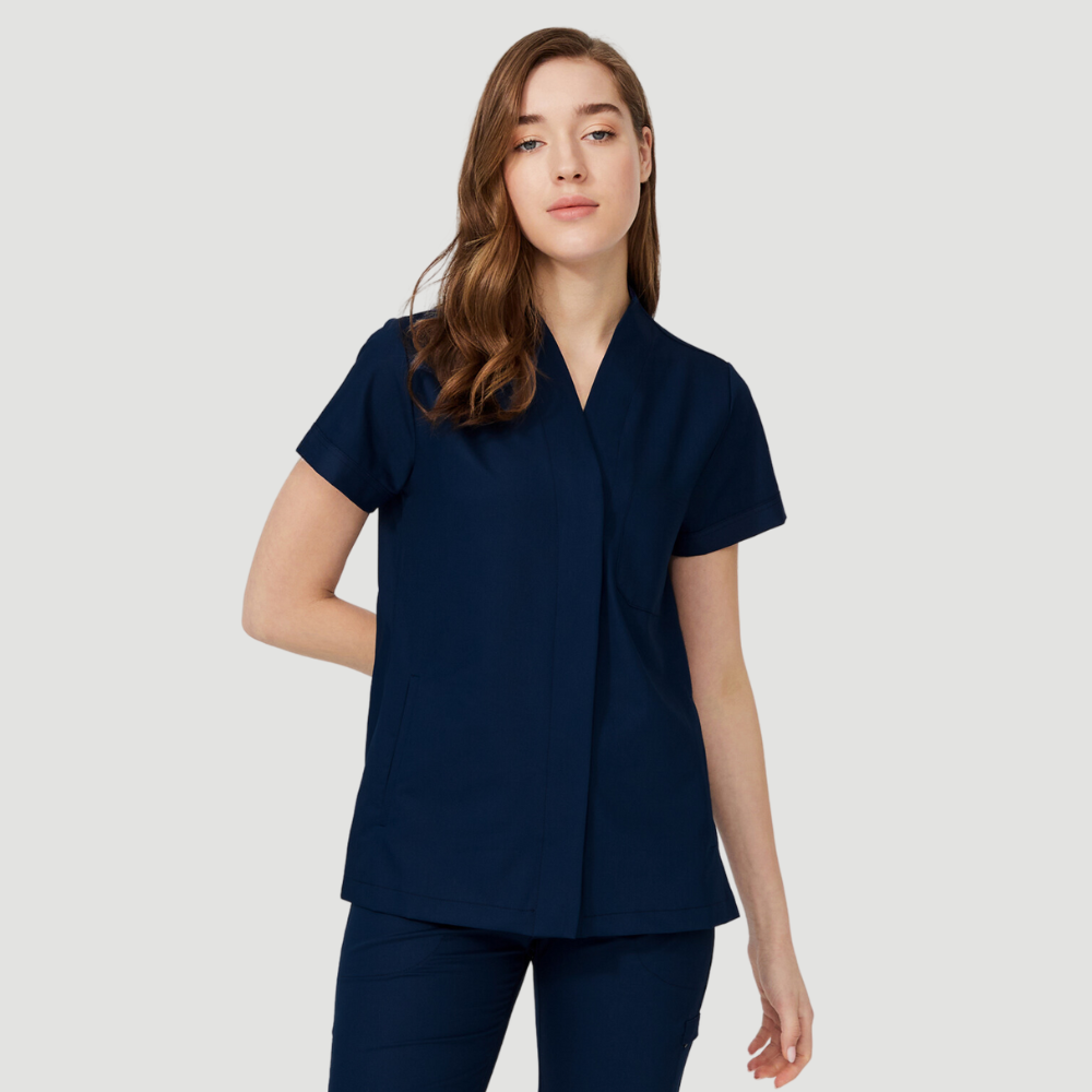 Women's Mostra Collar Two Side Pockets Scrub Top