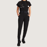 Women's Multiple Pockets Zipper Front Cap Sleeves Jumpsuit