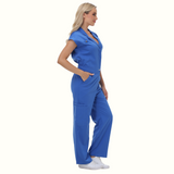 Women's Wide Leg SCcrub Jumpsuit With Front Tucks