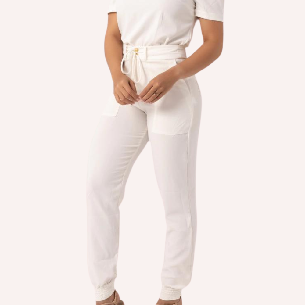 Women's Back Elastic Waistband Side and Back Pockets Scrub Pant