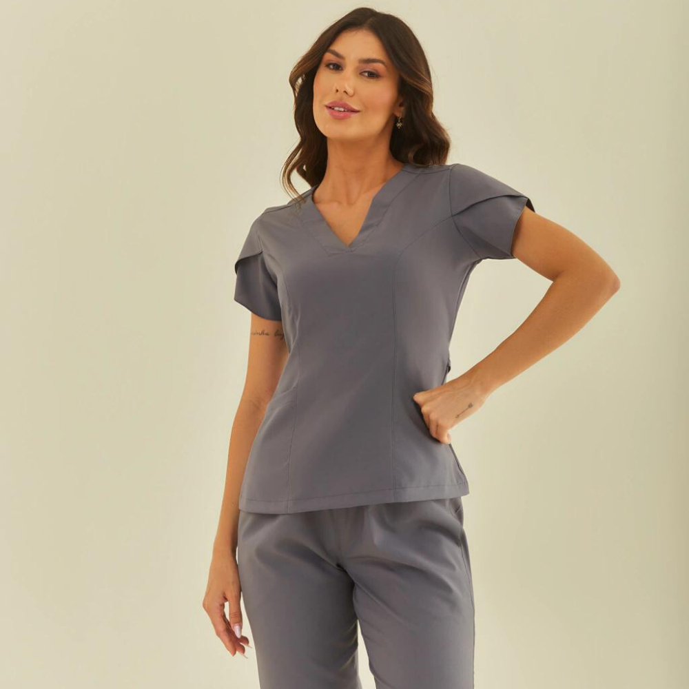 Women's Tulip Sleeve V-neck Scrub Top