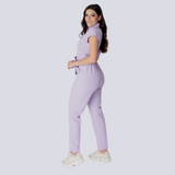 Women's Polo Collar Four Pockets Slim Ankle Jumpsuit