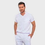 Men's Distinctive V-neck Chest Pocket Scrub Top