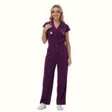 Women's Wide Leg SCcrub Jumpsuit With Front Tucks