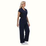 Women's Wide Leg SCcrub Jumpsuit With Front Tucks