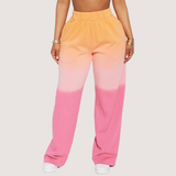 Multiple-Color Gradient Sleeveless Hooded Top Loose Pants Set