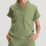 Banded Collar Scrub Top