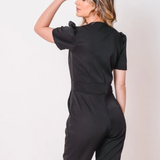 Women's V-neck Puff Sleeve Jumpsuit