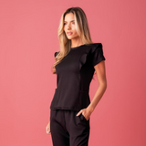 Women's Round-neck Slim Scrub Top