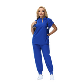 Elegant Crystal Scrub Set with mandarin collar and expansive fit, perfect for healthcare professionals.