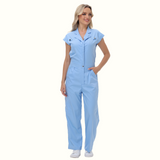 Women's Wide Leg SCcrub Jumpsuit With Front Tucks