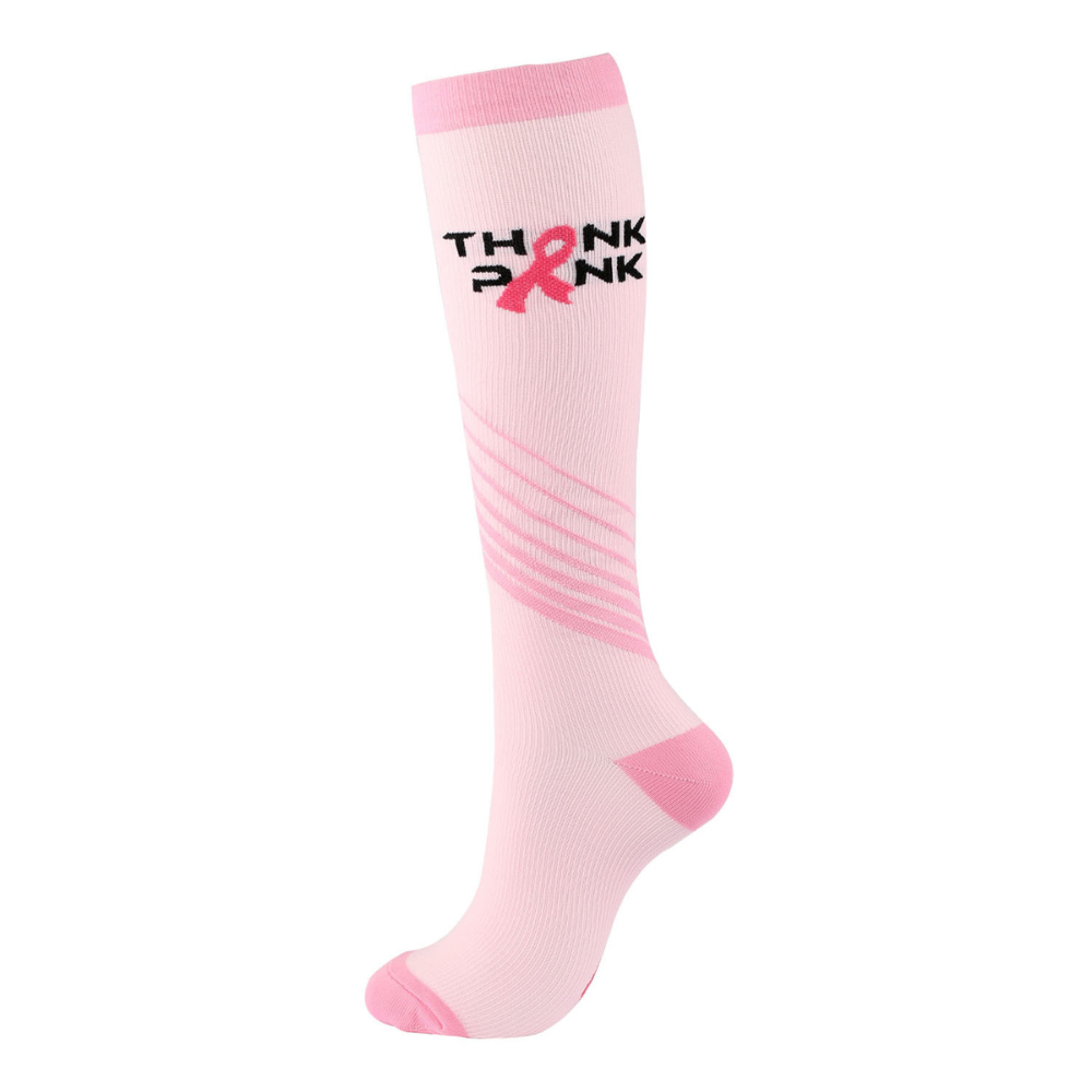 Pink Ribbon Knitted Compression Socks