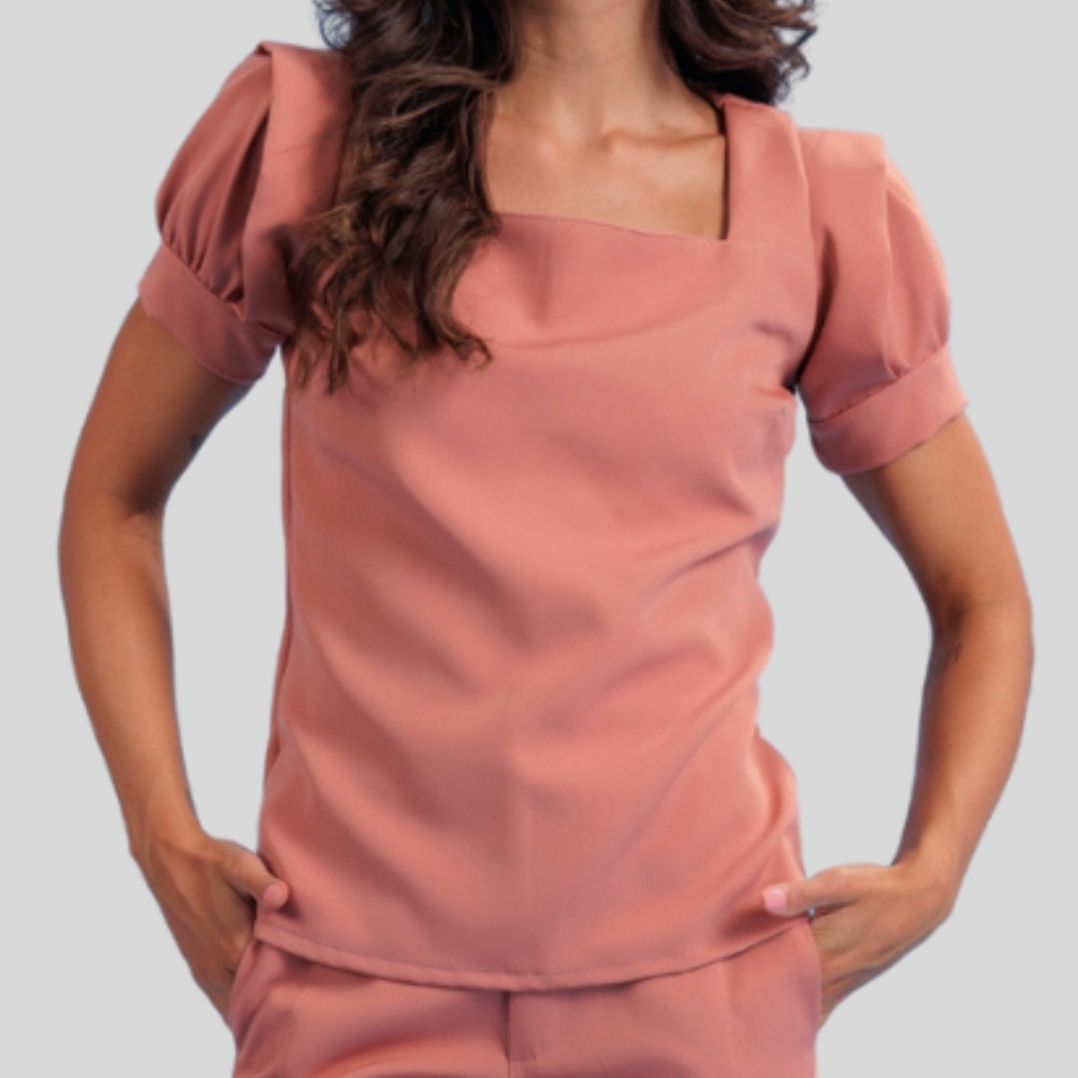 Women's Square Neck Slim Fit Scrub Top