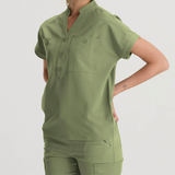 Banded Collar Scrub Top