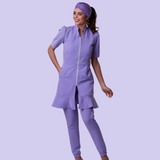 Women's Short Sleeves Priest Collar Lab Coat