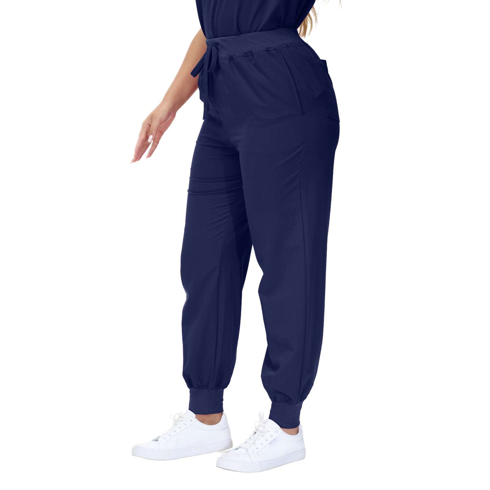 Belinda Five-Pocket Jogger Scrub Pants with vibrant drawstring and yoga waistband.