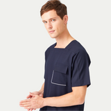 Men's Square Collar Three Pockets Scrub Top