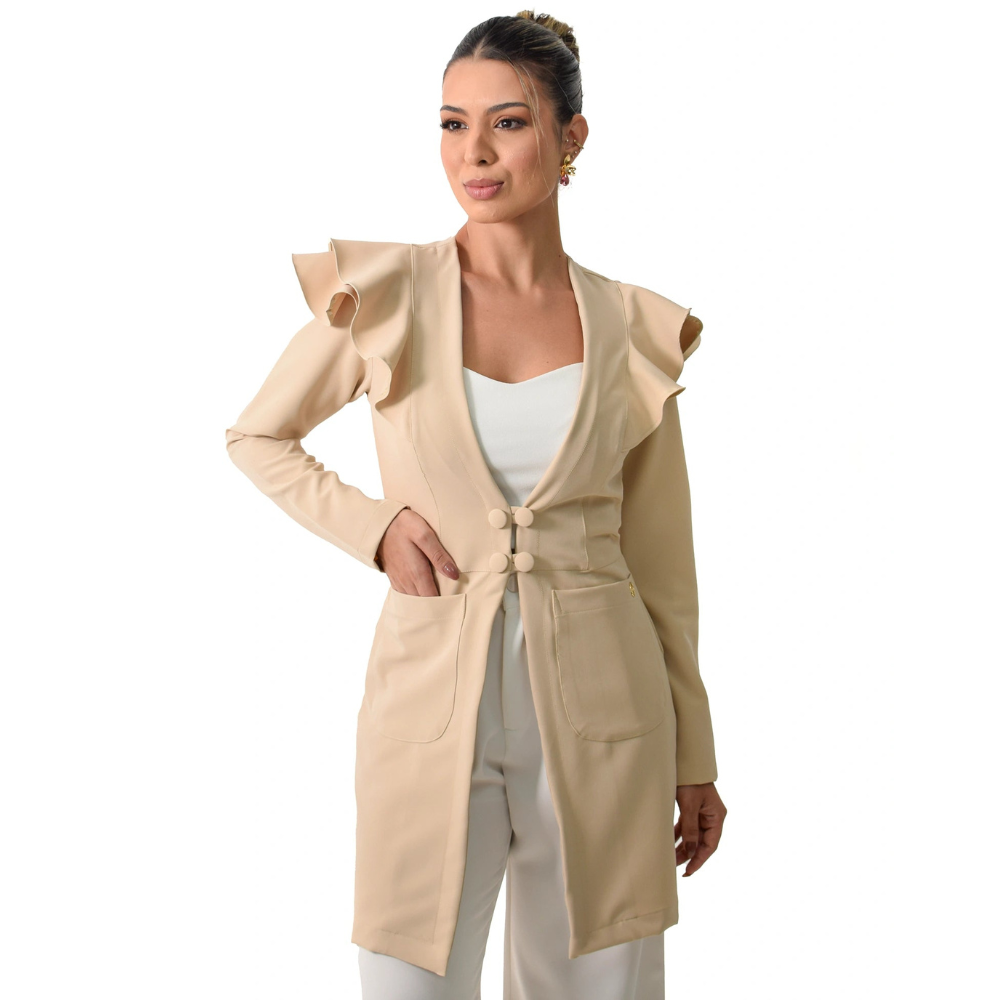 Women's V-neckline Long Sleeves with Hem Lab Coat