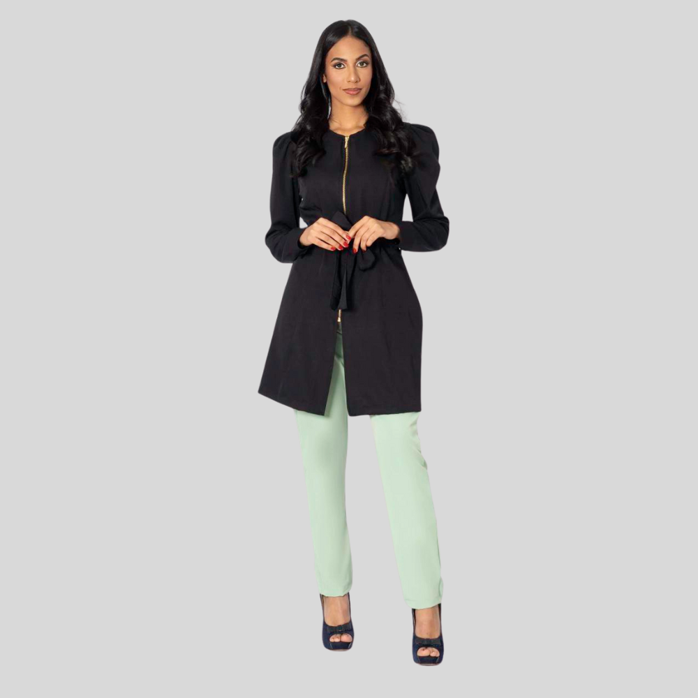 Women's Slim Fit Lab Coat With Puff Sleeves