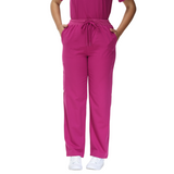 Beata Six-Pocket Straight Scrub Pants with adjustable drawcord and vibrant design.