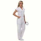 Women's Wide Leg SCcrub Jumpsuit With Front Tucks