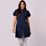 Women's Removable Sleeves Layered Ruffle Details Lab Coat