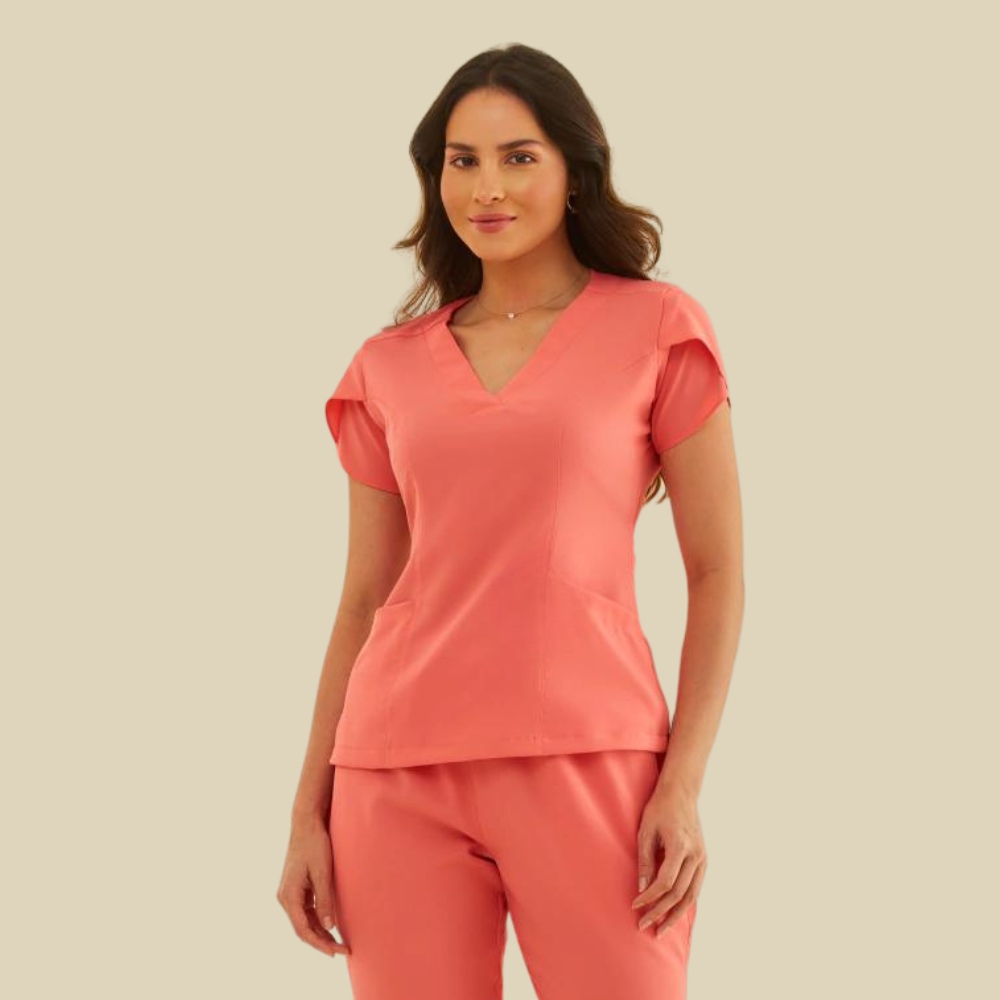 Women's Tulip Sleeve V-neck Scrub Top