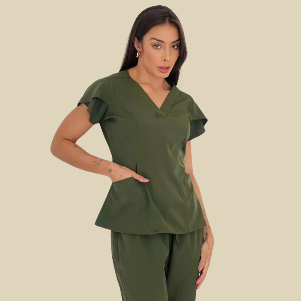 Women's Tulip Sleeve V-neck Scrub Top