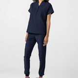 Banded Collar Scrub Top