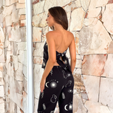 Printed Backless Top Loose Pants Two-Piece Set