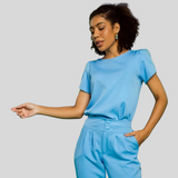 Women's Crew Neck Tulip Sleeve Scrub Top