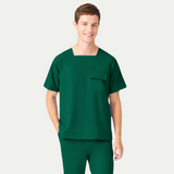 Men's Square Collar Three Pockets Scrub Top