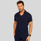 Men's Slim Fit Scrub Top with Differentiated Collar