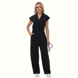 Women's Wide Leg SCcrub Jumpsuit With Front Tucks