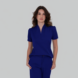 Women's Y-zip Collar Scrub Top