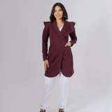 Women's Tuxedo Collar Jabour Detail Sleeves Lab Coat