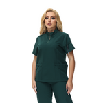 Alison Four-Pocket Scrub Top with mandarin collar and functional design.