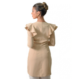 Women's V-neckline Long Sleeves with Hem Lab Coat