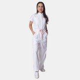 Women's Four Pockets Contrasting Drawstring Flared Cut Jumpsuit