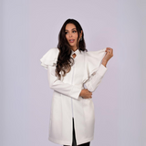 Women's Removable Sleeves Layered Ruffle Details Lab Coat