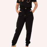 Women's Back Elastic Waistband Side and Back Pockets Scrub Pant